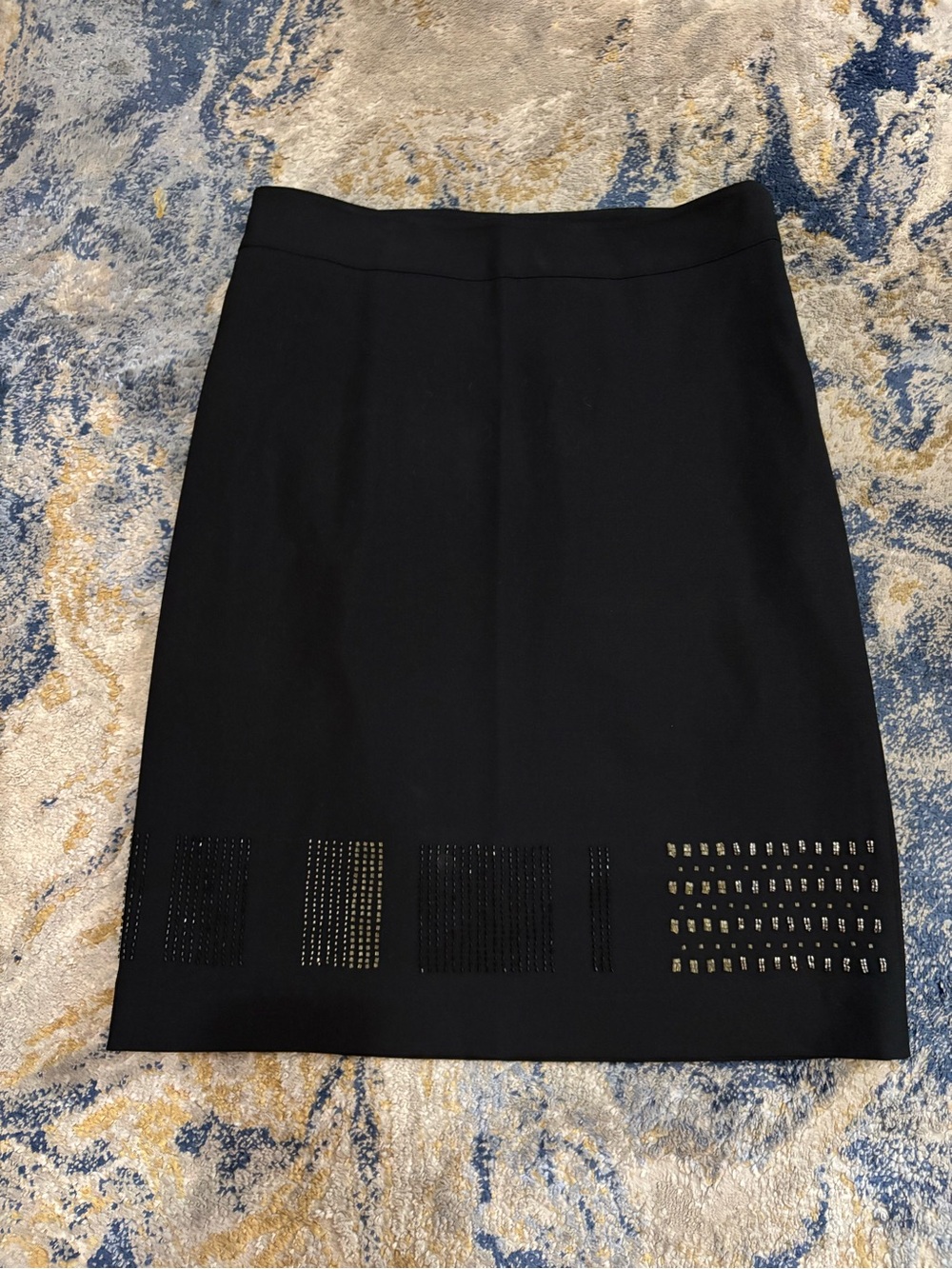 DKNY Black Pencil Skirt with Hem Stud Detailing